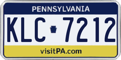 PA license plate KLC7212