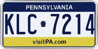PA license plate KLC7214