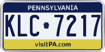 PA license plate KLC7217