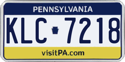 PA license plate KLC7218