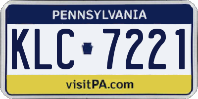 PA license plate KLC7221