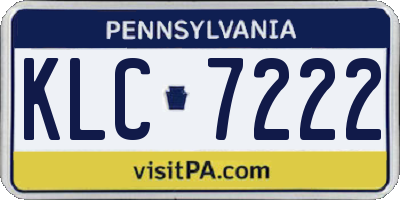 PA license plate KLC7222
