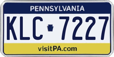 PA license plate KLC7227