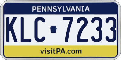 PA license plate KLC7233