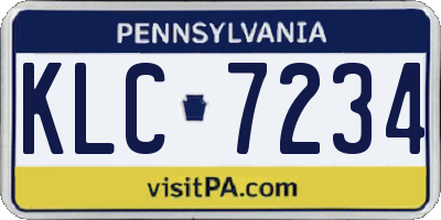 PA license plate KLC7234