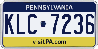 PA license plate KLC7236