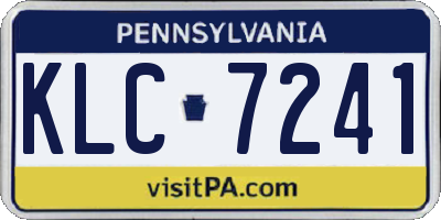 PA license plate KLC7241