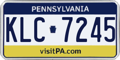PA license plate KLC7245