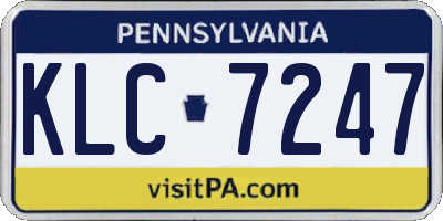 PA license plate KLC7247