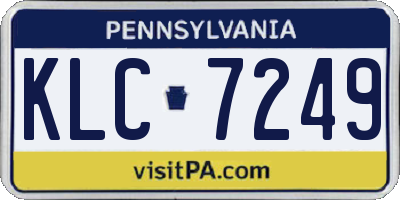 PA license plate KLC7249