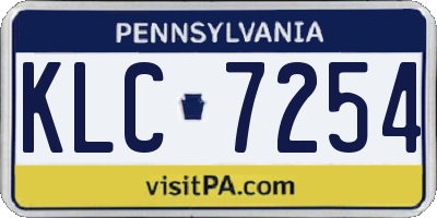 PA license plate KLC7254