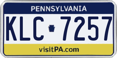 PA license plate KLC7257