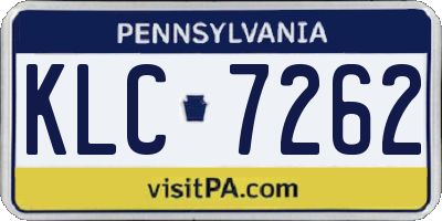 PA license plate KLC7262