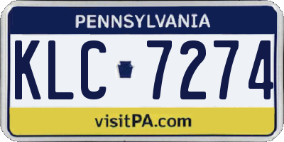 PA license plate KLC7274