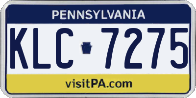 PA license plate KLC7275