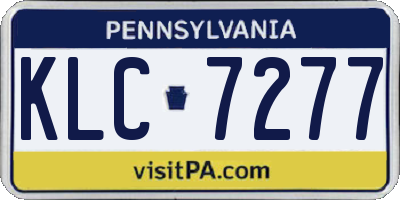 PA license plate KLC7277