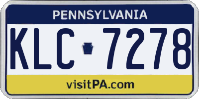 PA license plate KLC7278