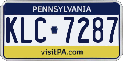 PA license plate KLC7287