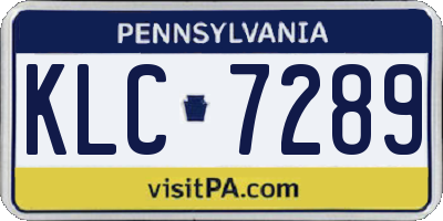 PA license plate KLC7289