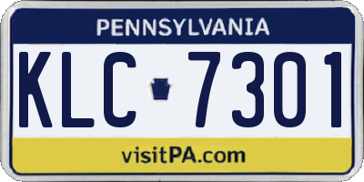 PA license plate KLC7301