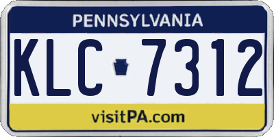 PA license plate KLC7312