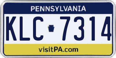 PA license plate KLC7314