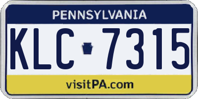 PA license plate KLC7315