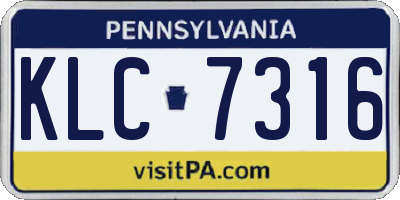 PA license plate KLC7316