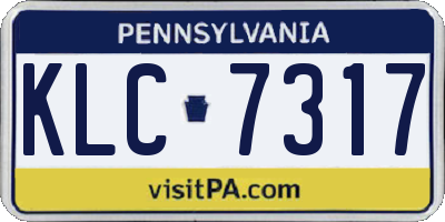 PA license plate KLC7317