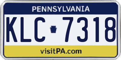 PA license plate KLC7318
