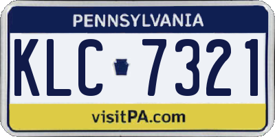PA license plate KLC7321