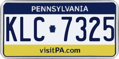 PA license plate KLC7325
