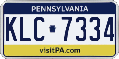 PA license plate KLC7334