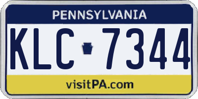 PA license plate KLC7344