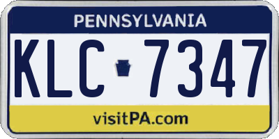 PA license plate KLC7347