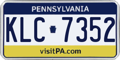 PA license plate KLC7352