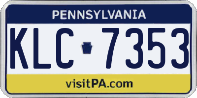 PA license plate KLC7353