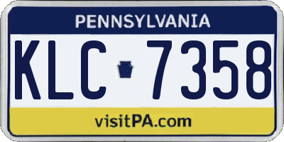 PA license plate KLC7358