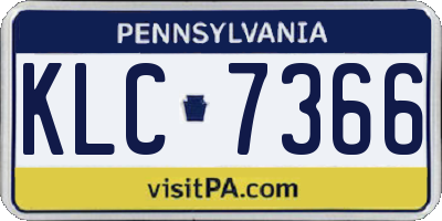PA license plate KLC7366