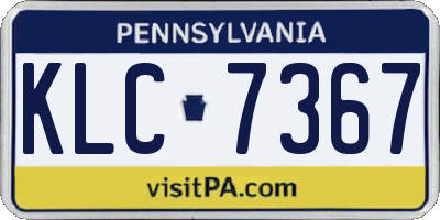 PA license plate KLC7367
