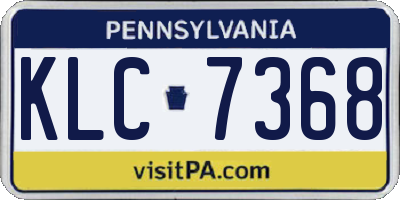 PA license plate KLC7368