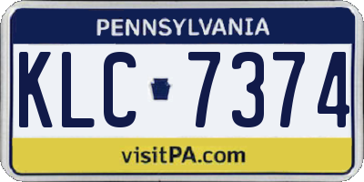 PA license plate KLC7374