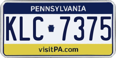 PA license plate KLC7375