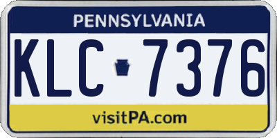 PA license plate KLC7376