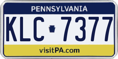 PA license plate KLC7377