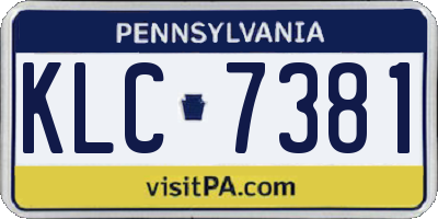 PA license plate KLC7381