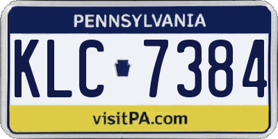 PA license plate KLC7384