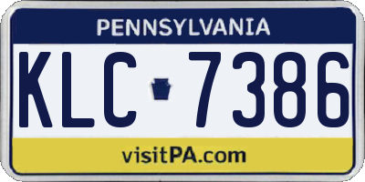 PA license plate KLC7386