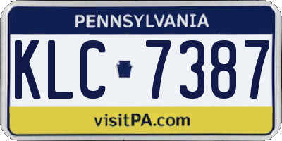 PA license plate KLC7387