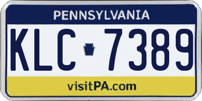 PA license plate KLC7389